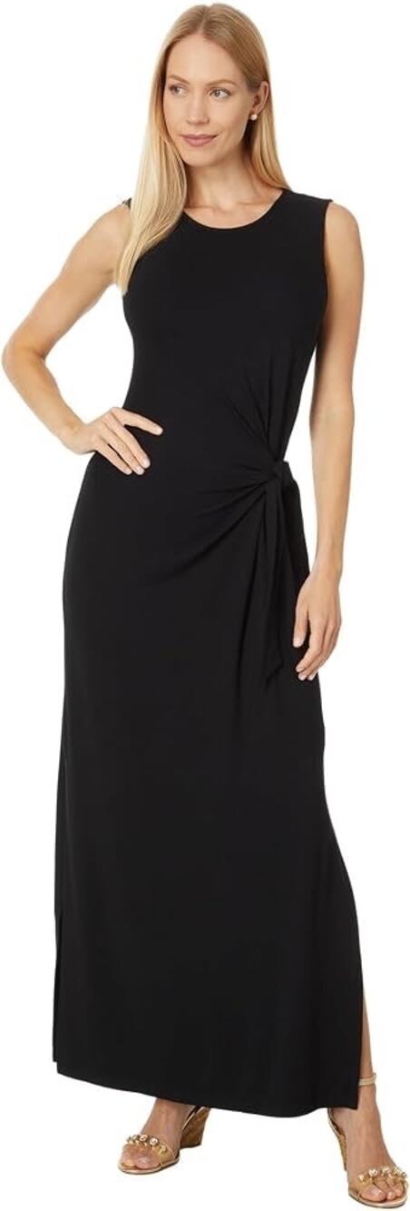 Lilly Pulitzer Black Bryson Sleevless Side Knot Maxi Dress Large Minimal Basic